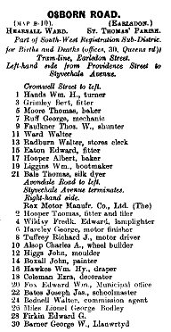 Osborne Road 1912 Directory